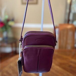 NWT Just Plummy American Leather Co. Crossbody Bag in Plum